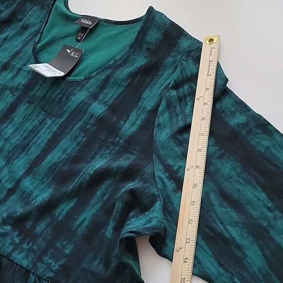 $130 NEW 5X ULLA POPKEN GREEN BLACK TIE DIE EMPIRE A LINE MAXI DRESS 32 34 NWT - Picture 7 of 11